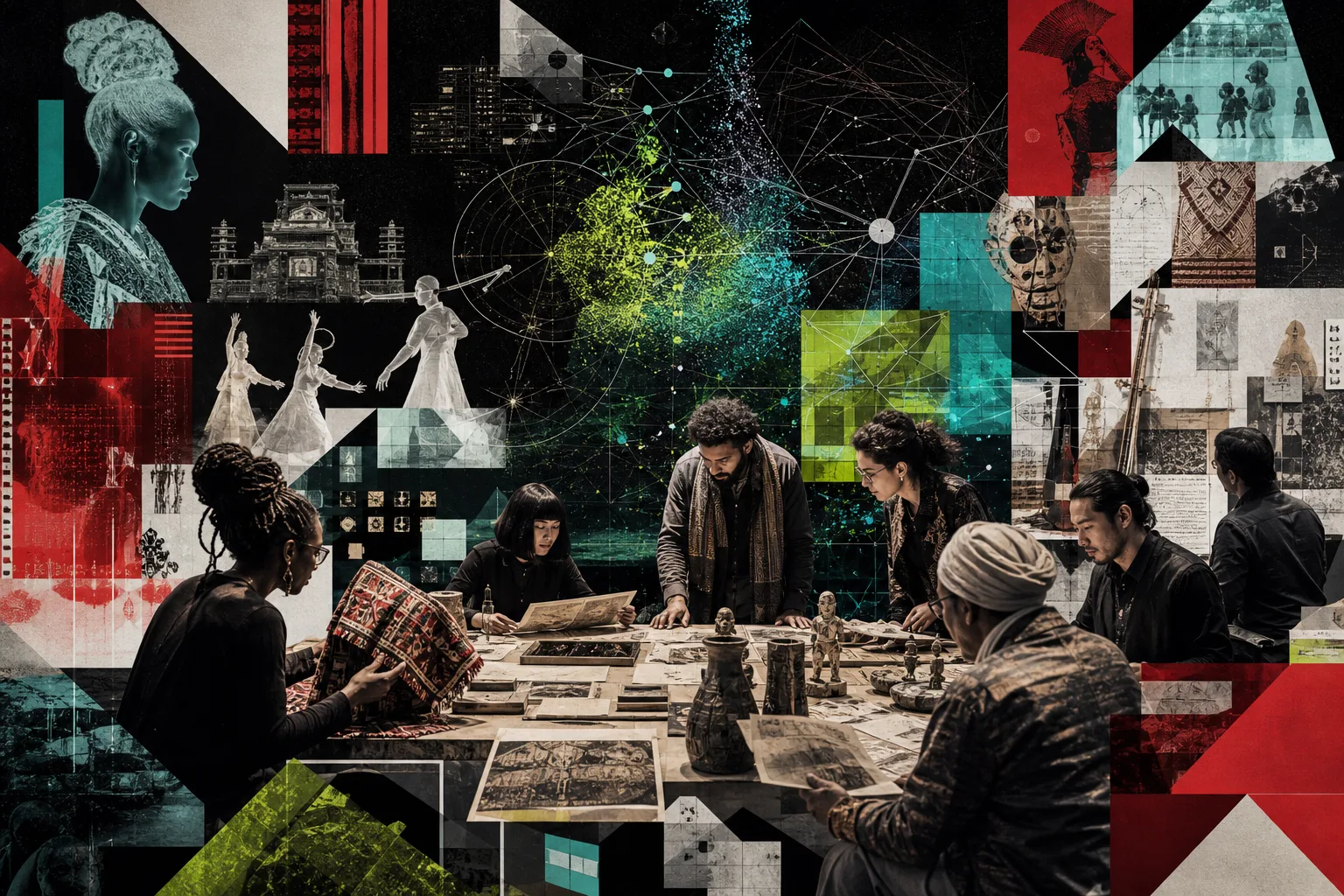 Collaborative collage of cultural practitioners using AI, XR, semantic systems and robotics as accountable tools.
